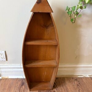 Vintage Rustic Brown Wooden Boat Shelf.